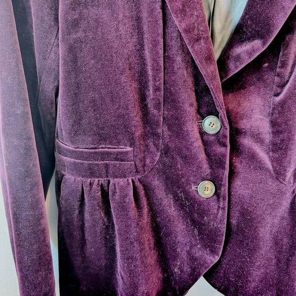 J Crew  Purple Velvet Peplum Jacket Size 12 - Picture 3 of 9